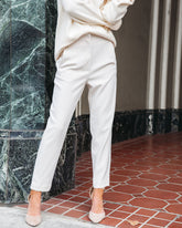 Vanessa High Waisted Pocketed Pants - Ivory